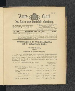 No.147, Sonnabend, den 28. Juni 1919