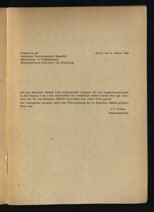 Für das Schuljahr 1954/55 ...