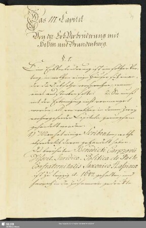3. Von der Erbverbrüderung mit Heßen und Brandenburg.
