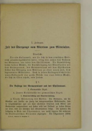 I. Zeitraum. Die Zeit des Übergangs vom Altertum zum Mittelalter