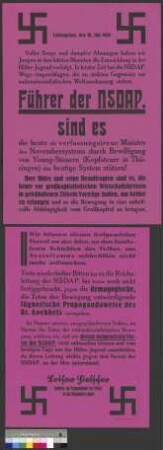 Propagandaplakat von Mitgliedern der Hitlerjugend zur Politik der NSDAP und Kritik an dieser