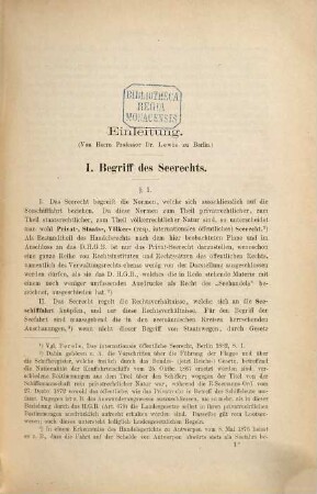 Handbuch des deutschen Handels-, See- und Wechselrechts, 4,1. Abth. 1, Das Seerecht