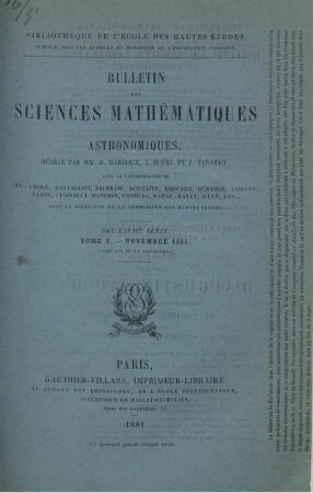 Tome V. - Novembre 1881.
