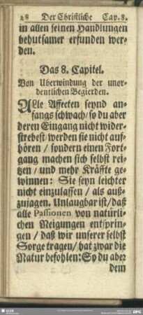 Das 8. Capitel. Von Uberwindung der unordentlichen Begierden