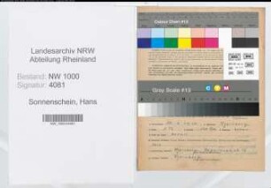 Entnazifizierung Hans Sonnenschein, geb. 30.01.1910 (Brandmeister)