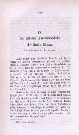IX. Zur hessischen Familiengeschichte. Die Familie Aitinger.