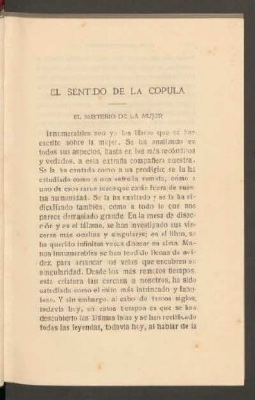 El sentido de la cópula : El misterio de la mujer