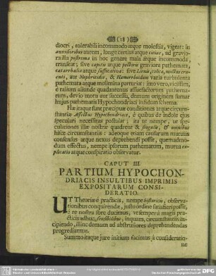 Caput III. Partium Hypochondriacis Insultibus Imprimis Expositarum Consideratio