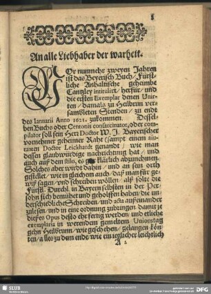 An alle Liebhaber der warheit