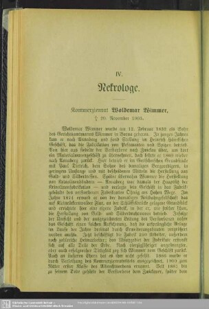IV. Nekrologe