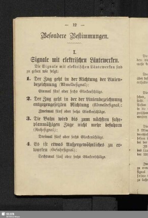 I. Signale mit elektrischen Läutewerken