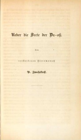 Ueber die Secte der Da-oß