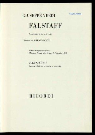 Falstaff : Commedia lirica in tre atti
