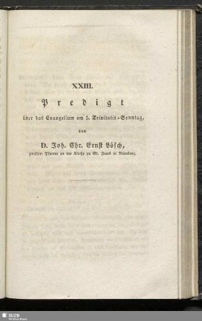 XXIII. Predigt über das Evangelium am 5. Trinitatis-Sonntag