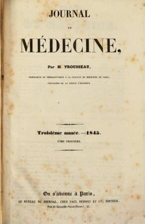 Journal de médecine, 3. 1845