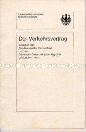 Textausgabe des Verkehrsvertrages zwischen der DDR und der Bundesrepublik von 1972