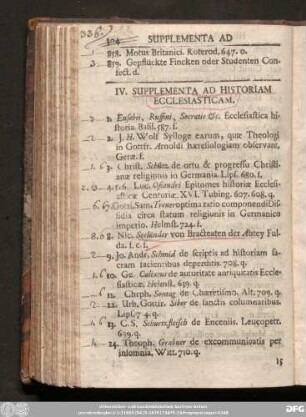 IV. Supplementa Ad Historiam Ecclesiasticam.