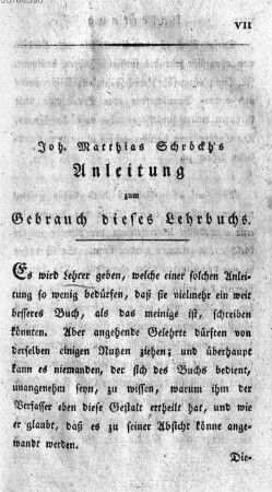 Joh. Mathhias Schroeckh's Anleitung zum Gebrauch dieses Lehrbuchs