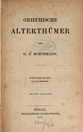 Griechische Alterthümer, 1. Das Staatswesen
