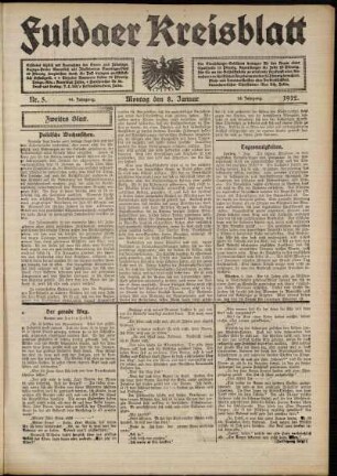 Zweite Ausgabe vom Montag, den 08. Januar 1912.