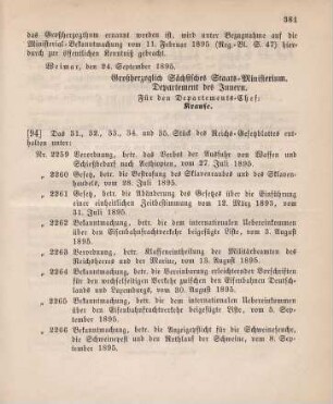 93. Ministerial-Bekanntmachung, betreffend Wechsel in der Hauptagentur der Lebensversicherungs-Gesellschaft "Dordrecht" in Dordrecht