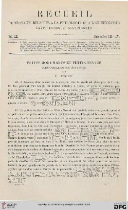 9: Petits monuments et petits textes recueillis en Égypte, [3]