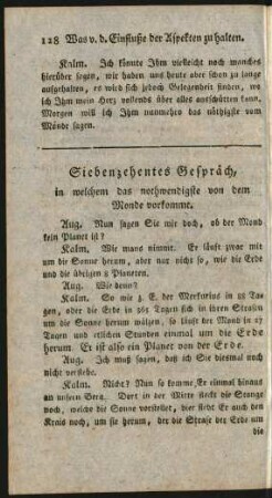 Siebenzehentes Gespräch, in welchem das nothwendigste von dem Monde vorkommt