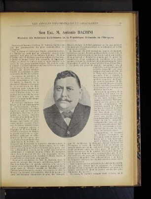 Son Exc. M. Antonio BACHINI Ministre des Relations Extérieures de la République Orientale de l'Uruguay