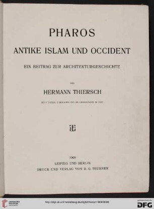 Pharos : Antike, Islam und Occident ; ein Beitrag zur Architekturgeschichte