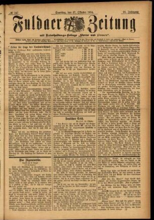 Ausgabe vom Samstag, den 27. Oktober 1894.