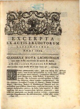 Opuscula Omnia Actis Eruditorum Lipsiensibus Inserta : Quae Ad Universam Mathesim, Physicam, Medicinam, Anatomiam, Chirugiam, Et Philologiam Pertinent ..., 3. Ab Anno 1694 ad Annum 1700