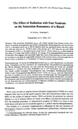 The effect of radiation with fast neutrons on the saturation remanence of a basalt