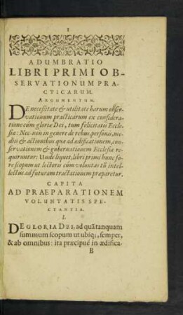 Adumbratio Libri Primi Observationum Practicarum.