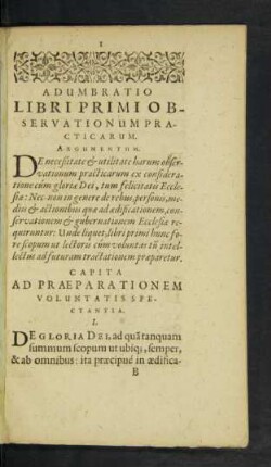 Adumbratio Libri Primi Observationum Practicarum.