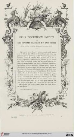 8: Deux documents inédits des artistes français du XVIIe siécle, [2] : le testament du Poussin et le testament de Claude Lorrain