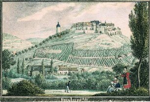 Lithografie "Schloss Neuenburg von Südwesten"