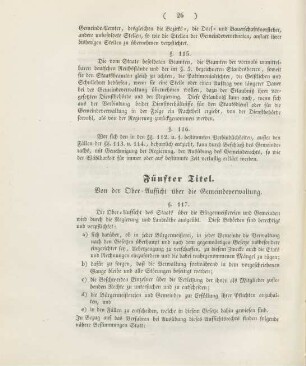 Fünfter Titel. Von der Ober-Aufsicht über die Gemeindeverwaltung