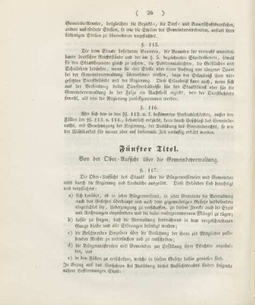 Fünfter Titel. Von der Ober-Aufsicht über die Gemeindeverwaltung