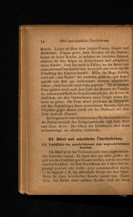 III. Bibel und mündliche Überlieferung.