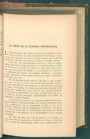 La crisis de la reforma universitaria
