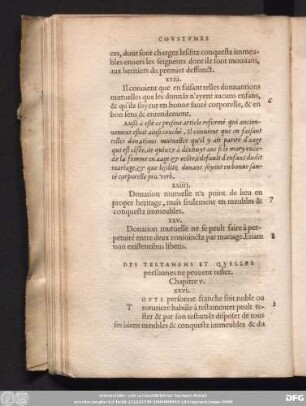 Des Testamens Et Qvelles personnes ne peuuent tester. Chapitre v.