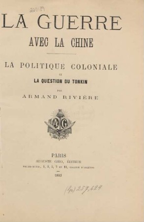 Guerre avec la Chine, la politique coloniale et la question du Tonkin