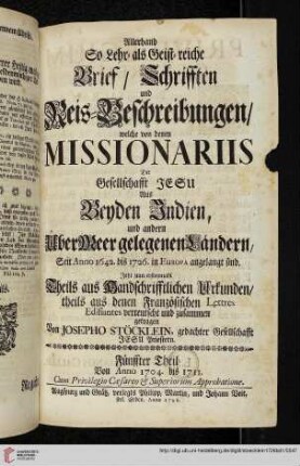 Fünffter Theil: Von Anno 1704 bis 1711