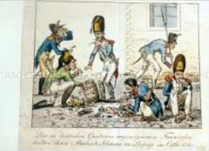 Karikatur auf die Niederlage Napoleons in der Völkerschlacht