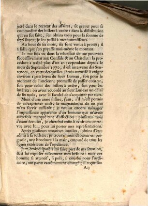 Mémoire pour le Sieur Nicolas, maitre tailleur