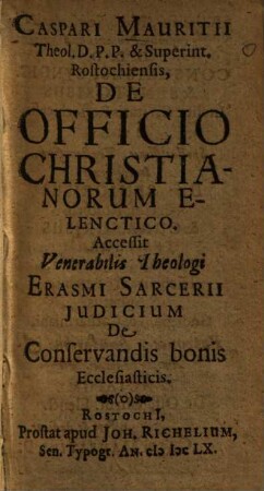 De officio Christianorum elenctico