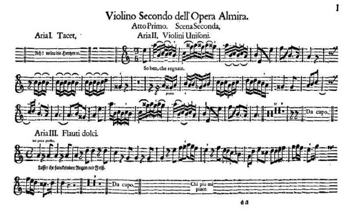 Violino Secondo dell'Opera Almira.