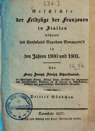 Geschichte der Feldzüge der Franzosen in Italien während des Consulates Napoleon Bonaparte's in den Jahren 1800 und 1801, 3