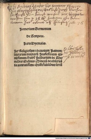 Sermones pomerii de tempore : P. 1-2