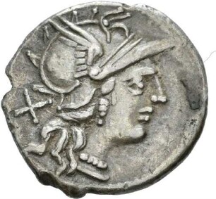 Denar des C. Valerius Flaccus mit Darstellung der Victoria in einer Biga